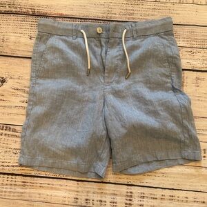 Casual Blue Linen Men's Shorts